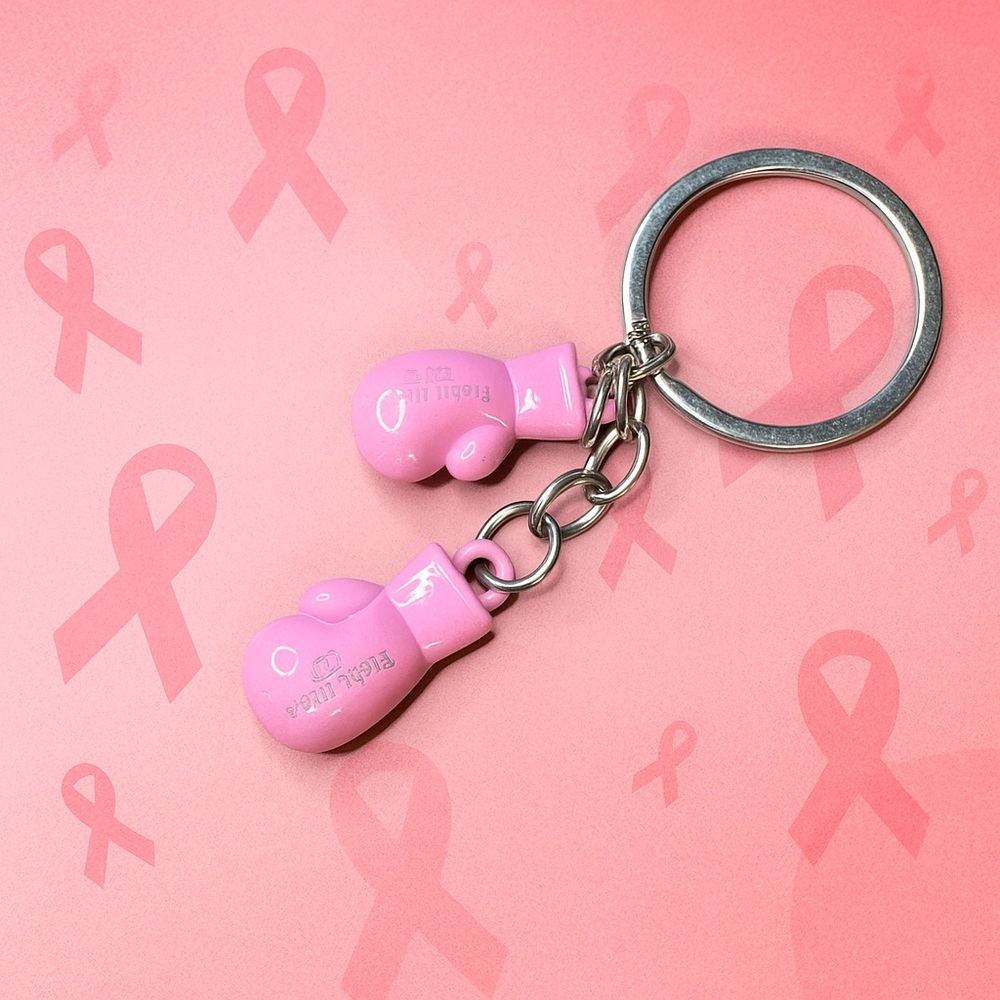 Pink “FIGHT LIKE A GIRL” Cancer Awareness Keychain - Picture 2 of 4